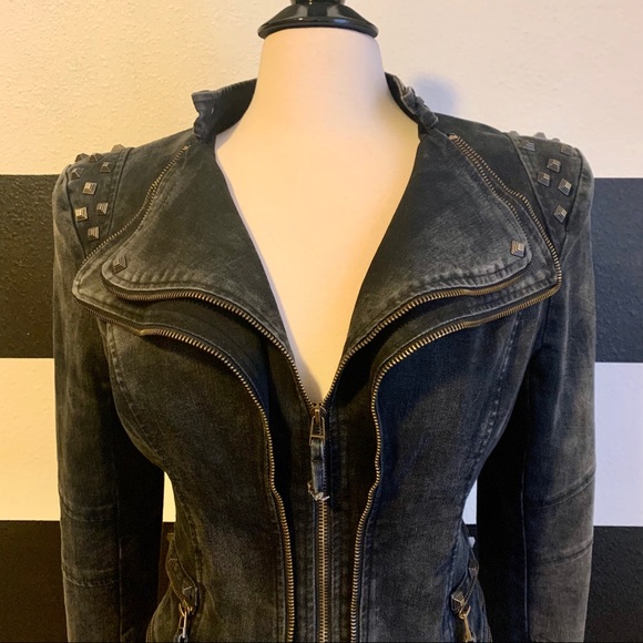 Structured Denim Jacket Black Size L - Picture 2 of 8